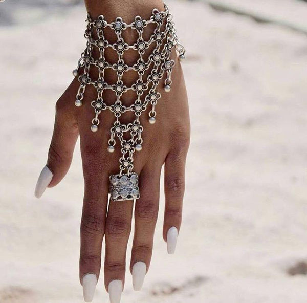 BDV Hand Harness  -  Ring + Bracelet Chain-mail hand piece