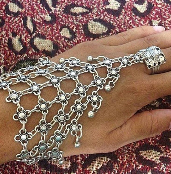 BDV Hand Harness  -  Ring + Bracelet Chain-mail hand piece
