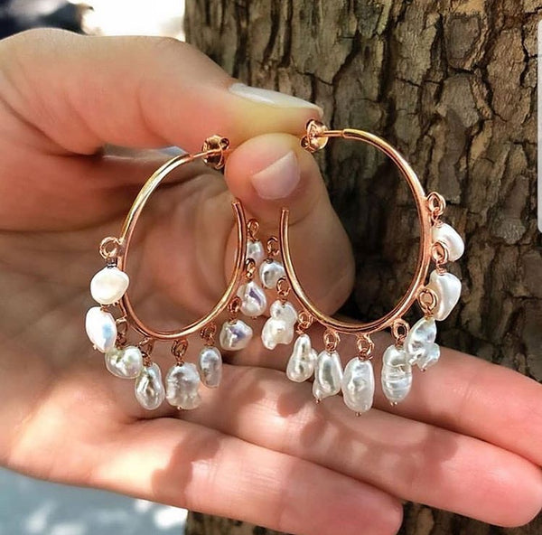 TURKISH PEARL HOOP EARRINGS