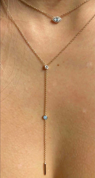 BDV 2  PC TURKISH EYE CHAIN SILVER NECKLACE