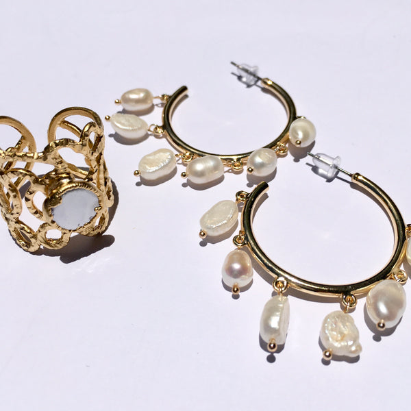 TURKISH PEARL HOOP EARRINGS