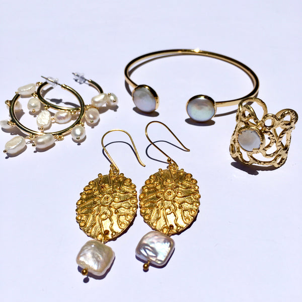 TURKISH PEARL HOOP EARRINGS