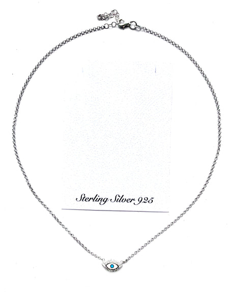 BDV 2  PC TURKISH EYE CHAIN SILVER NECKLACE
