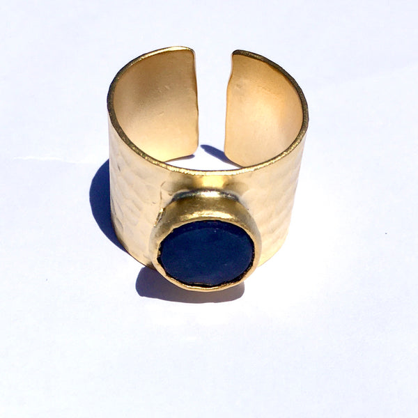 TURKISH GOLD RING WITH COLORED GEM
