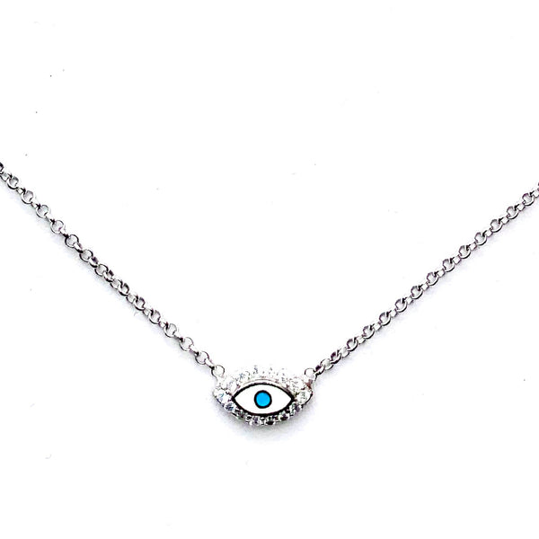 BDV 2  PC TURKISH EYE CHAIN SILVER NECKLACE