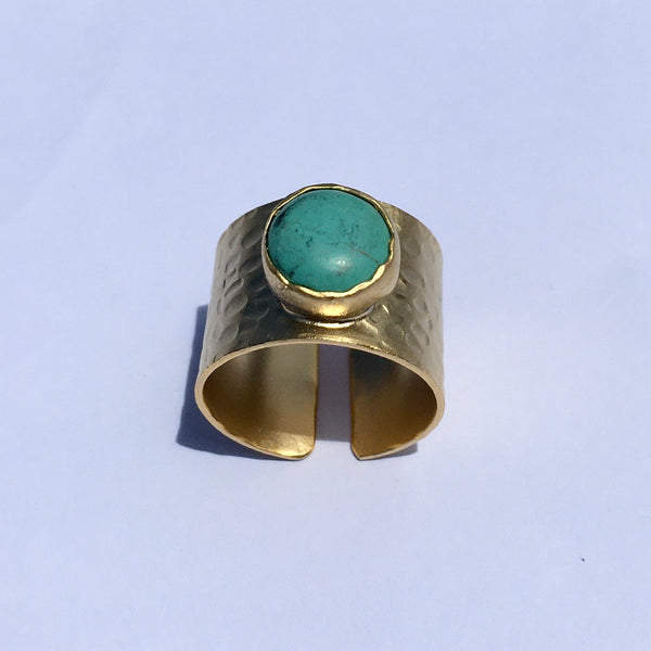 TURKISH GOLD RING WITH COLORED GEM