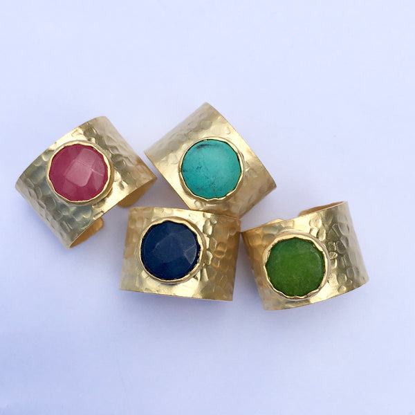 TURKISH GOLD RING WITH COLORED GEM