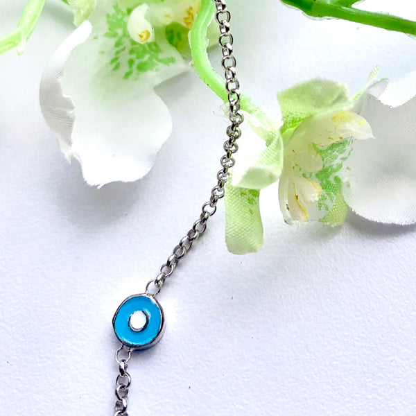 BDV 2  PC TURKISH EYE CHAIN SILVER NECKLACE