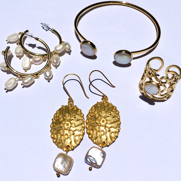 TURKISH PEARL HOOP EARRINGS