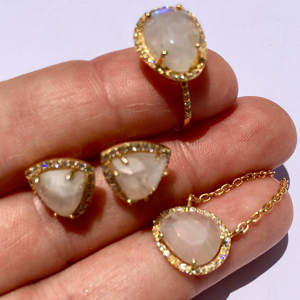 Rainbow Moonstone Ring