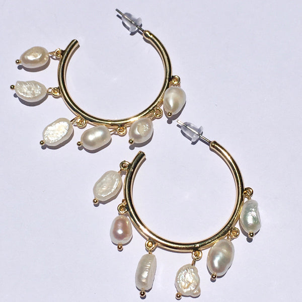 TURKISH PEARL HOOP EARRINGS