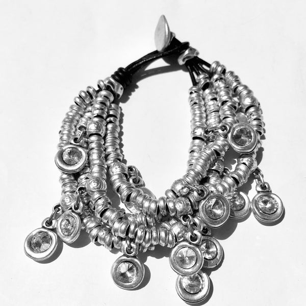 BDV TURKISH SILVER 4 BAND CHARM BRACELET