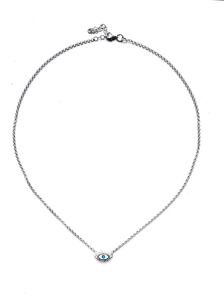 BDV 2  PC TURKISH EYE CHAIN SILVER NECKLACE