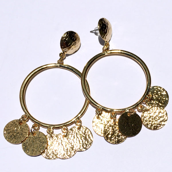 GOLD TURKISH COIN GYPSY EARRINGS