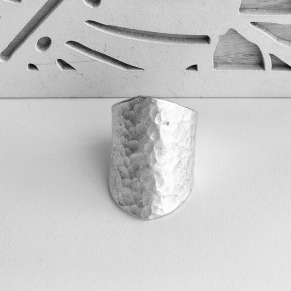B.D.V. modern hammered minimalist metal adjustable ring