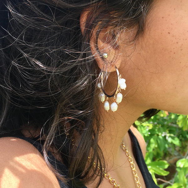TURKISH PEARL HOOP EARRINGS
