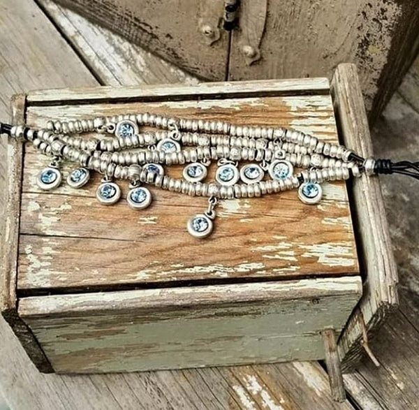 BDV TURKISH SILVER 4 BAND CHARM BRACELET