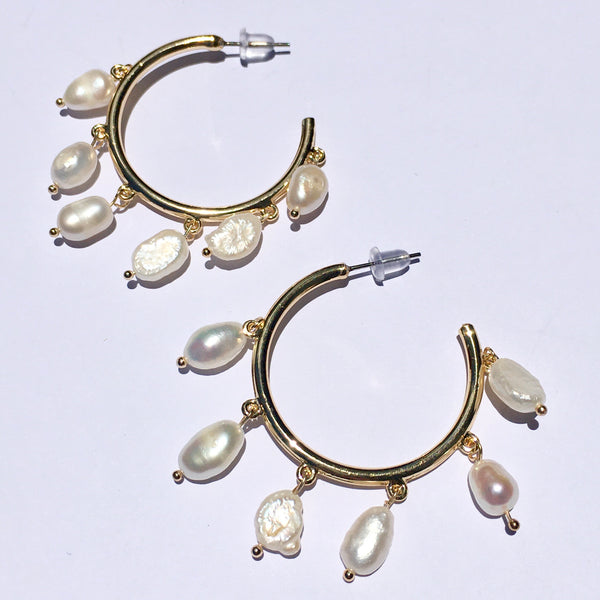 TURKISH PEARL HOOP EARRINGS