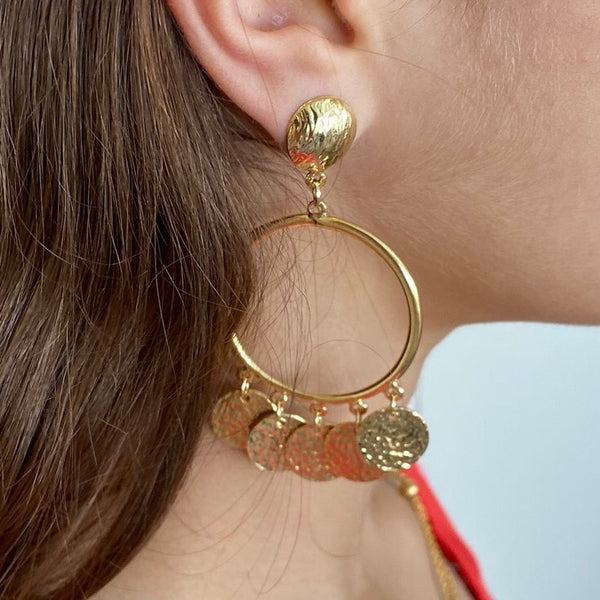 GOLD TURKISH COIN GYPSY EARRINGS