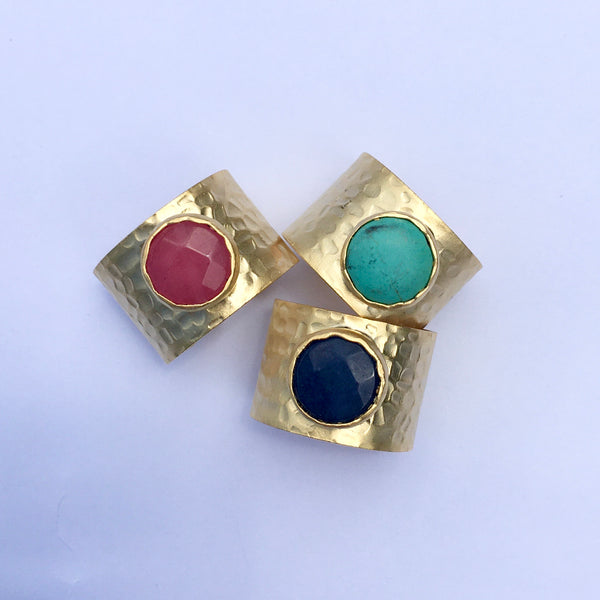 TURKISH GOLD RING WITH COLORED GEM