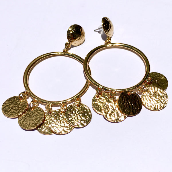 GOLD TURKISH COIN GYPSY EARRINGS
