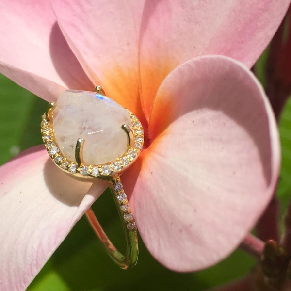 Rainbow Moonstone Ring