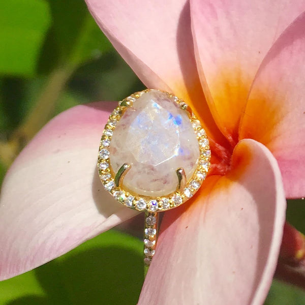 Rainbow Moonstone Ring