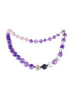 Wrap Bracelet with Amethyst, Rose Quartz, Clear Quartz, a Lava bead and Sterling Silver spacer beads
