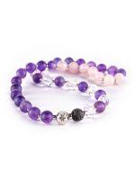 Wrap Bracelet with Amethyst, Rose Quartz, Clear Quartz, a Lava bead and Sterling Silver spacer beads