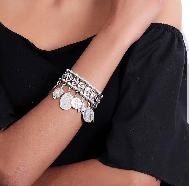 SILVER SAINT ICON MULTI CHARM BRACELET – Bande de Vagabonds