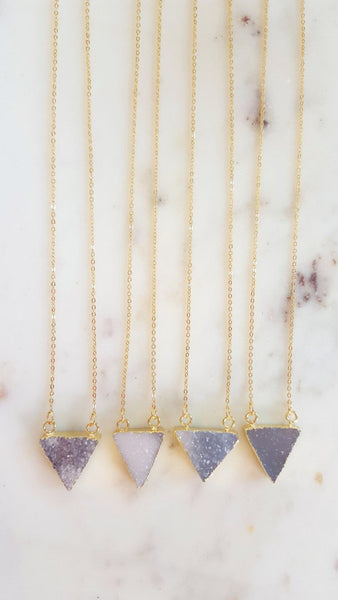 Natural lavender druzy stone necklace