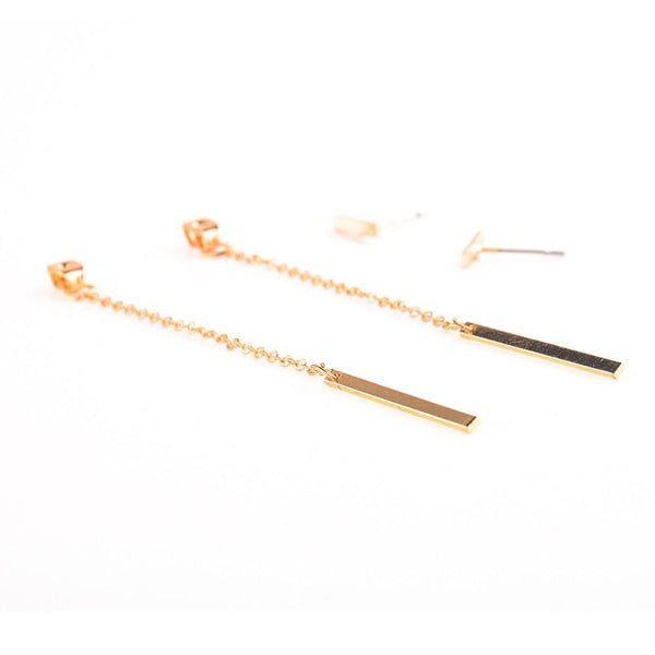 Metal Chain Tassel Drop Punk Earrings - Bronze-Gold