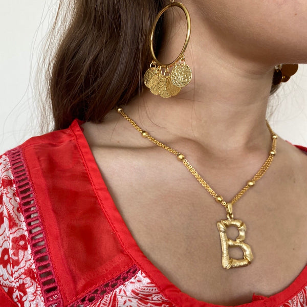 GOLD TURKISH COIN GYPSY EARRINGS