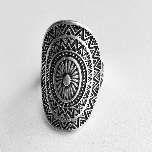 OVAL EMBOSSED LARGE TURKISH RING
